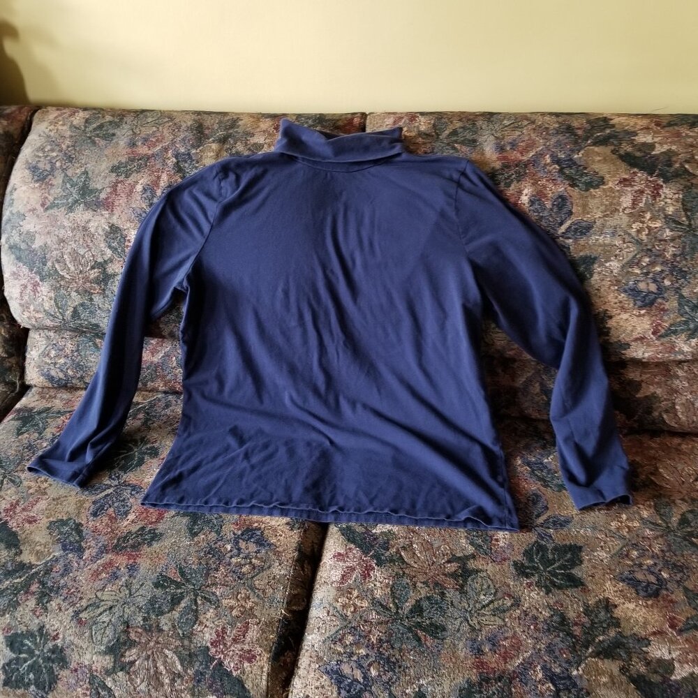 Navy blue, turtle neck, thin cotton, long sleeve top, L, by George, used